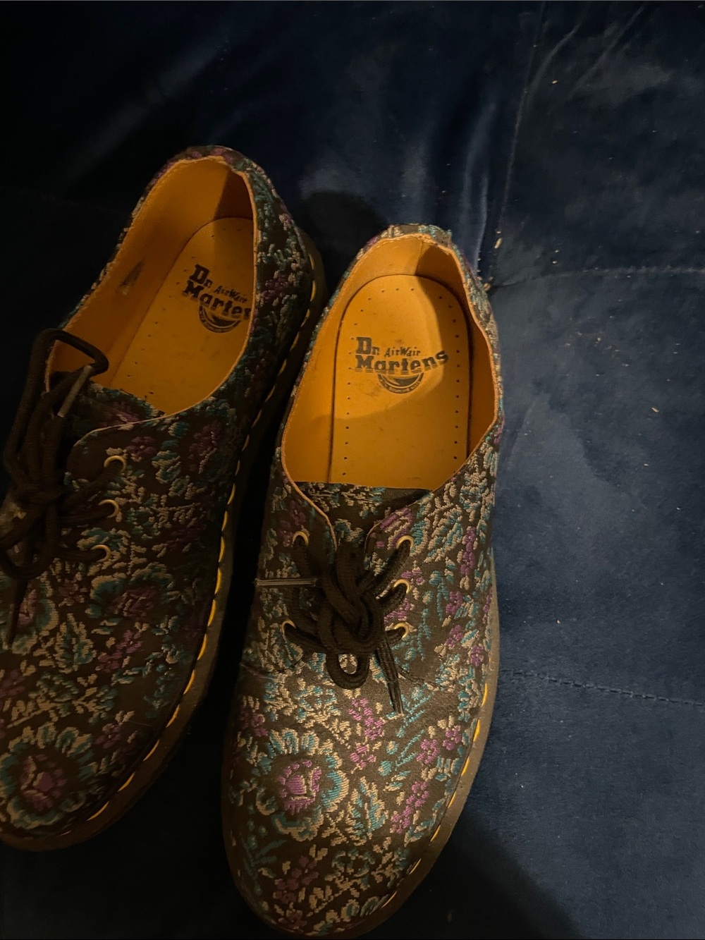 Dr. Martens Black Floral Embroidered Derby Shoes